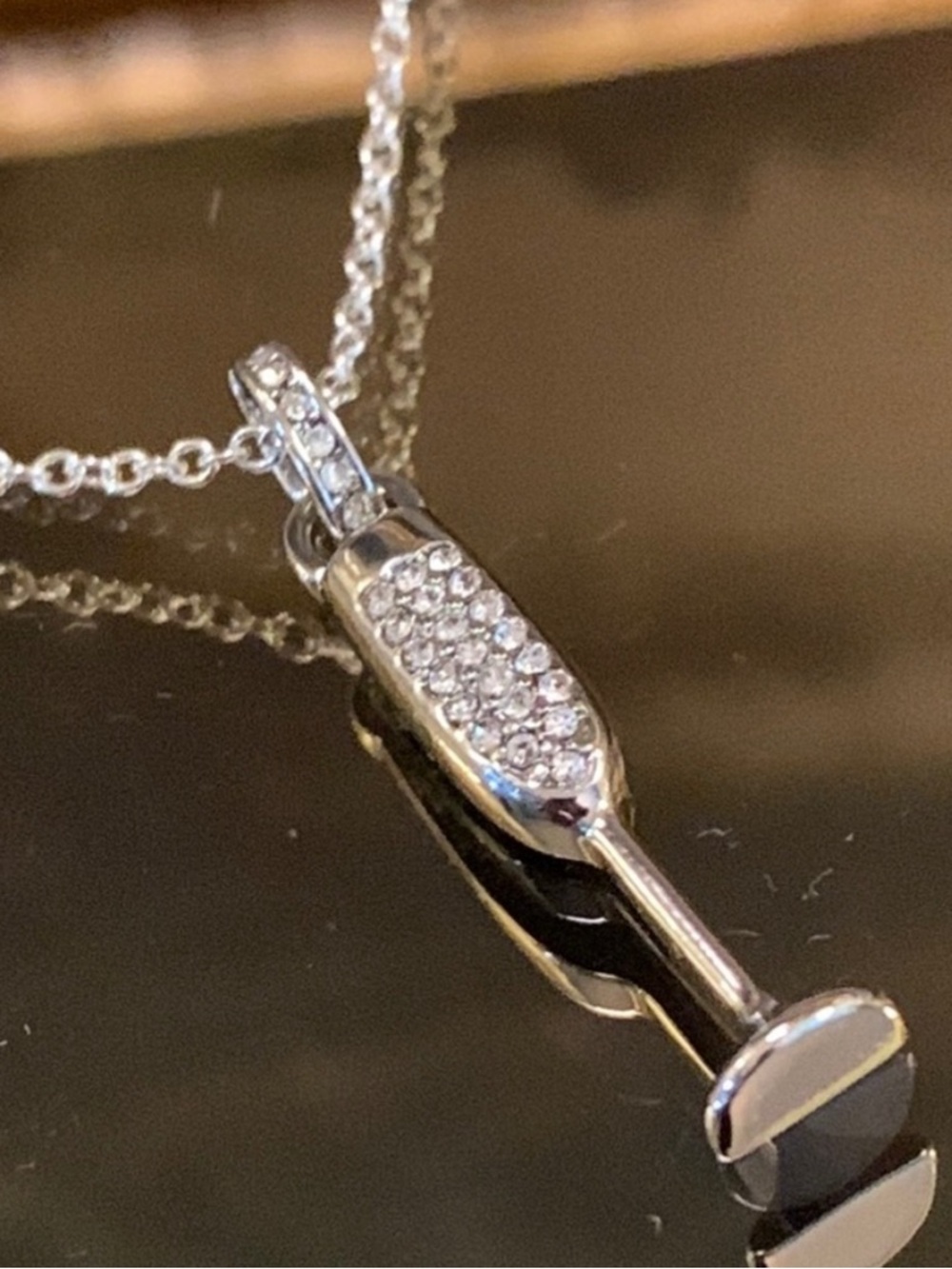 Silver Champagne Wine Party Necklace
